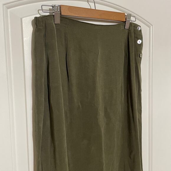 NWT TimBukTu Station 100% Tencel Olive Green Midi Skirt Size 2 Vintage Granola - Picture 3 of 14